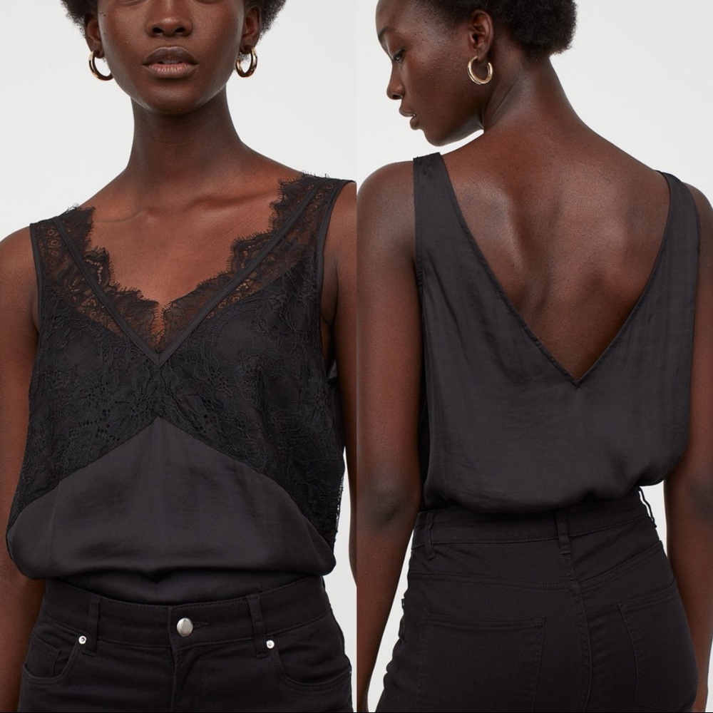 Lace Detail Satin Top